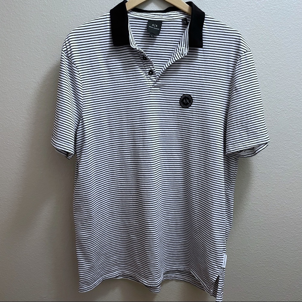 Armani Exchange XL Striped Polo with Logo
